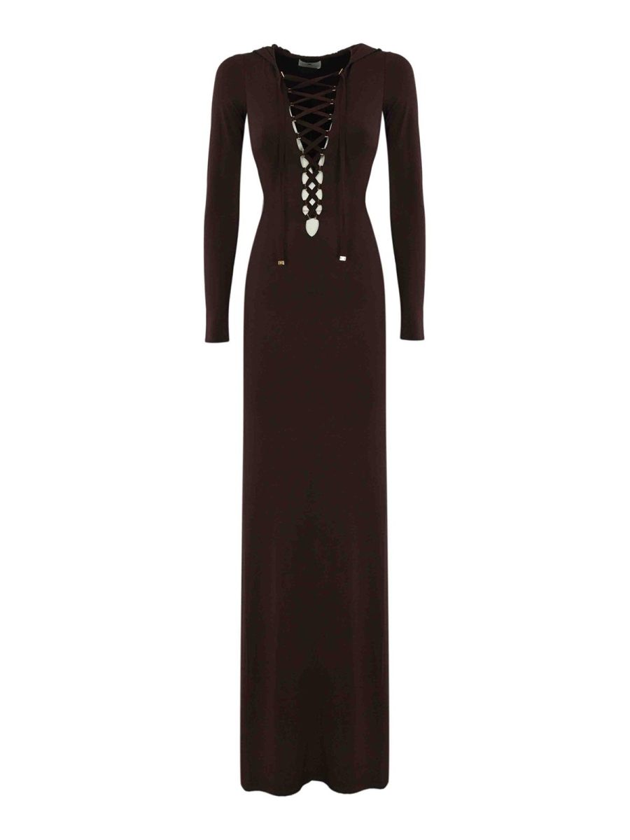 Elisabetta Franchi Robe Au Genou - Marron