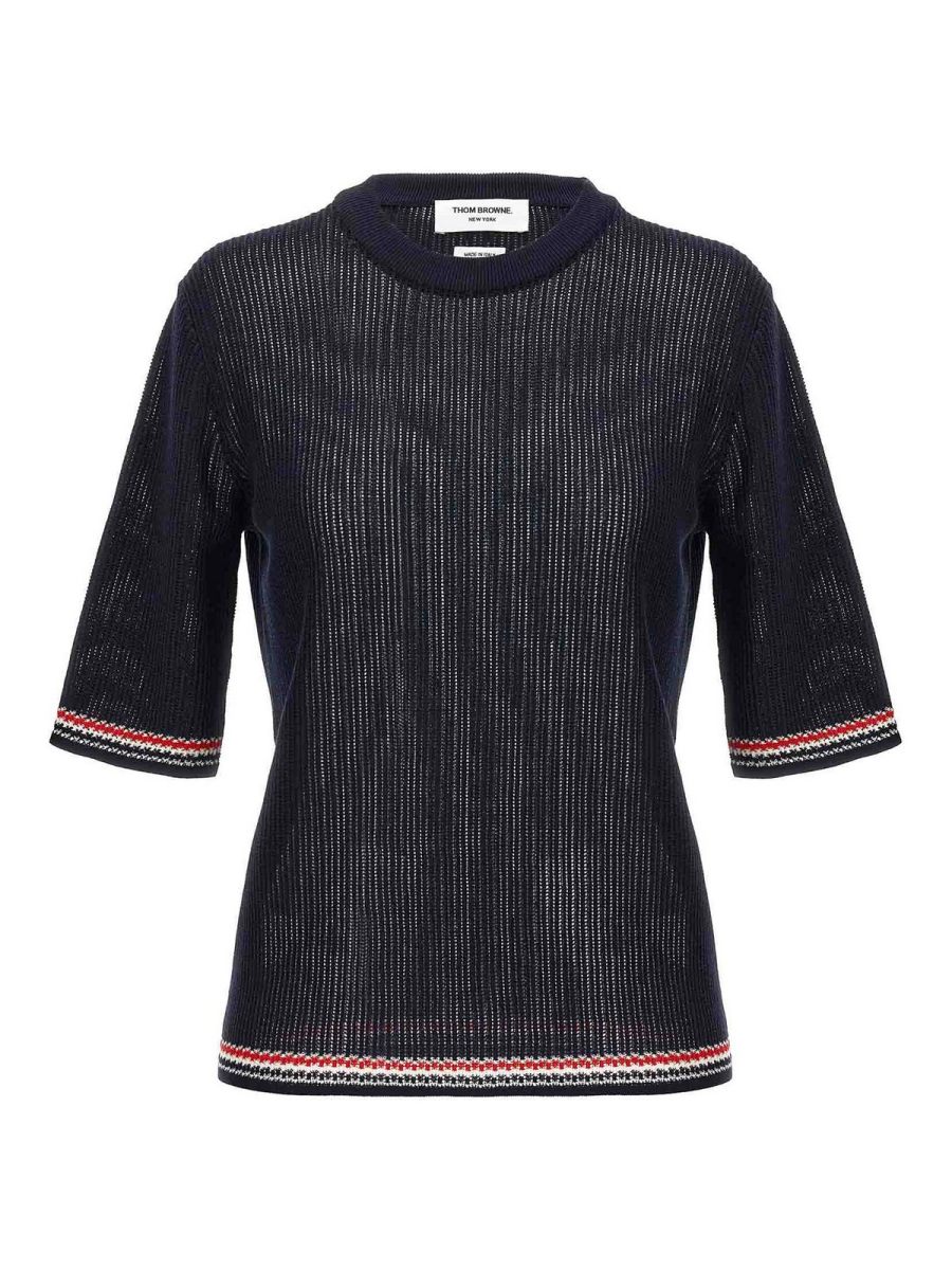 Thom Browne Pull Col Rond - Bleu