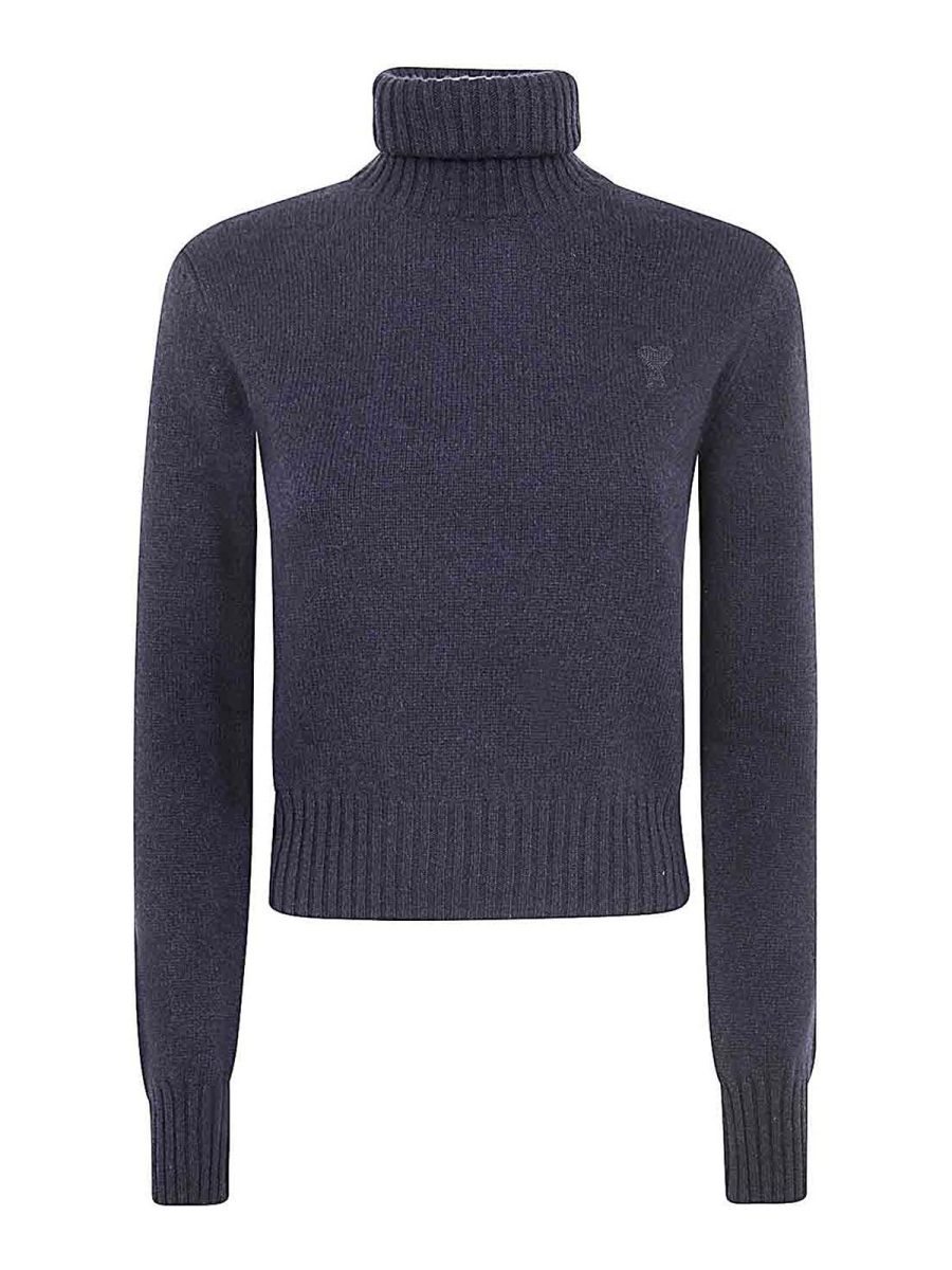 Ami Paris Pull Col Rond - Bleu