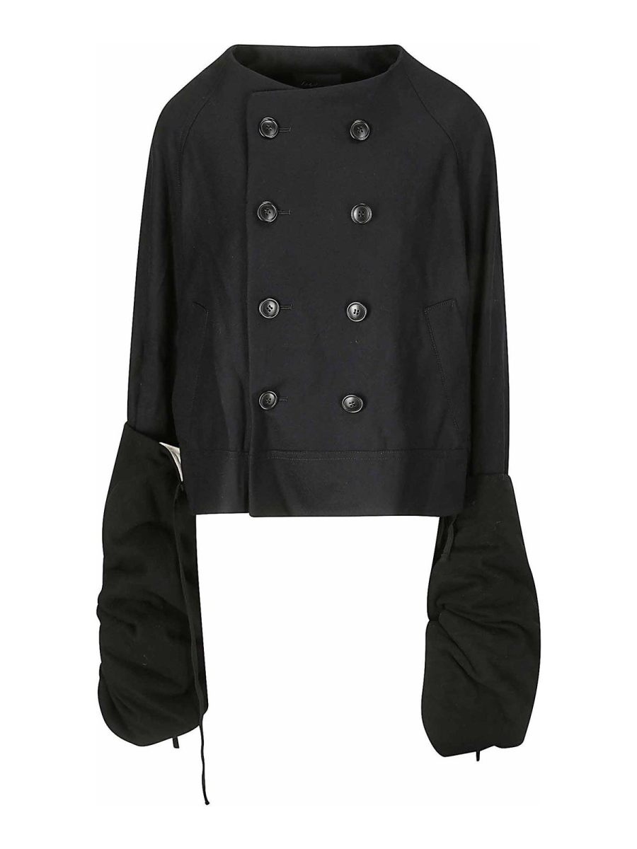 Yohji Yamamoto Manteau Court - Bleu Foncé