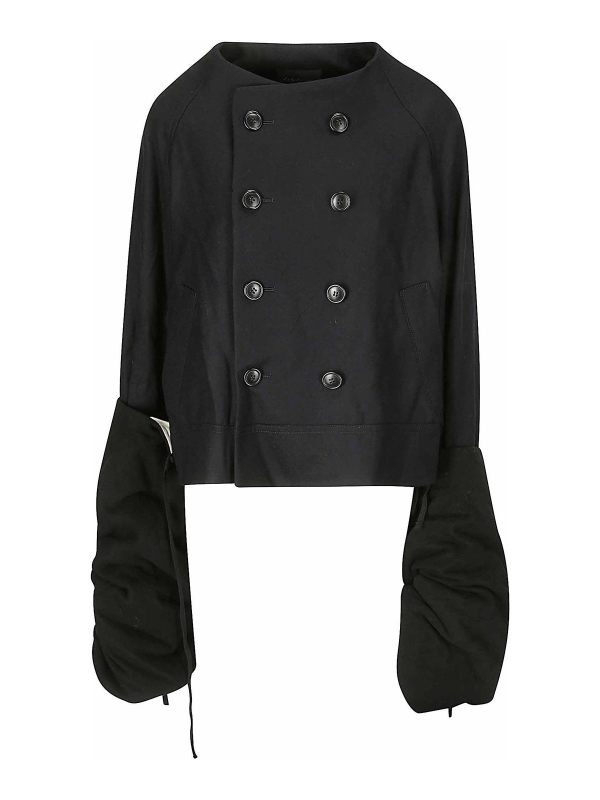 Yohji Yamamoto Manteau Court - Bleu Foncé