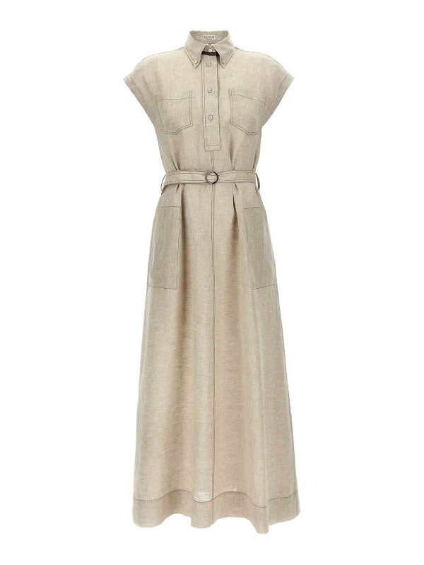 Brunello Cucinelli Robe Au Genou - Beige