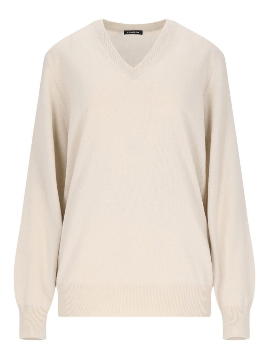 Canessa Pull À Col V - Blanc