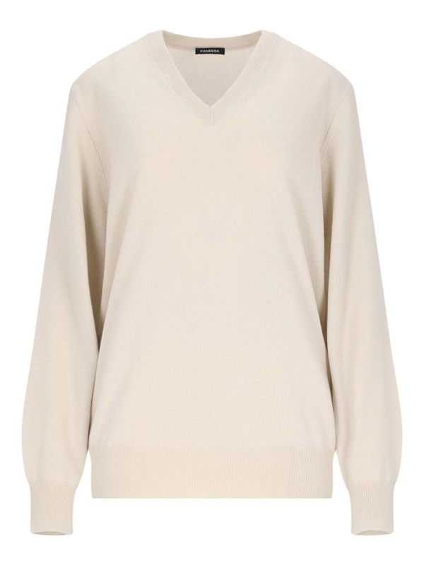 Canessa Pull À Col V - Blanc