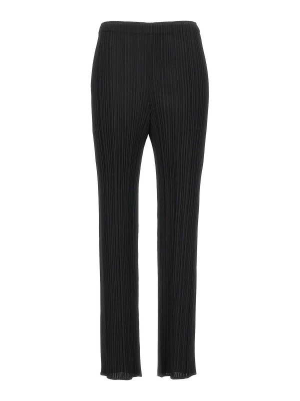 Pleats Please Issey Miyake Pantalons Décontractés - Noir