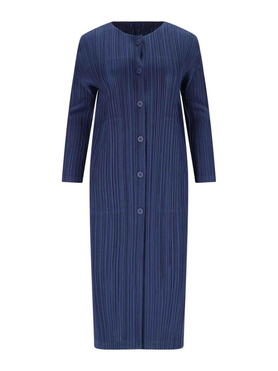 Pleats Please Issey Miyake Manteau Court - Bleu
