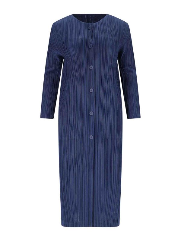 Pleats Please Issey Miyake Manteau Court - Bleu