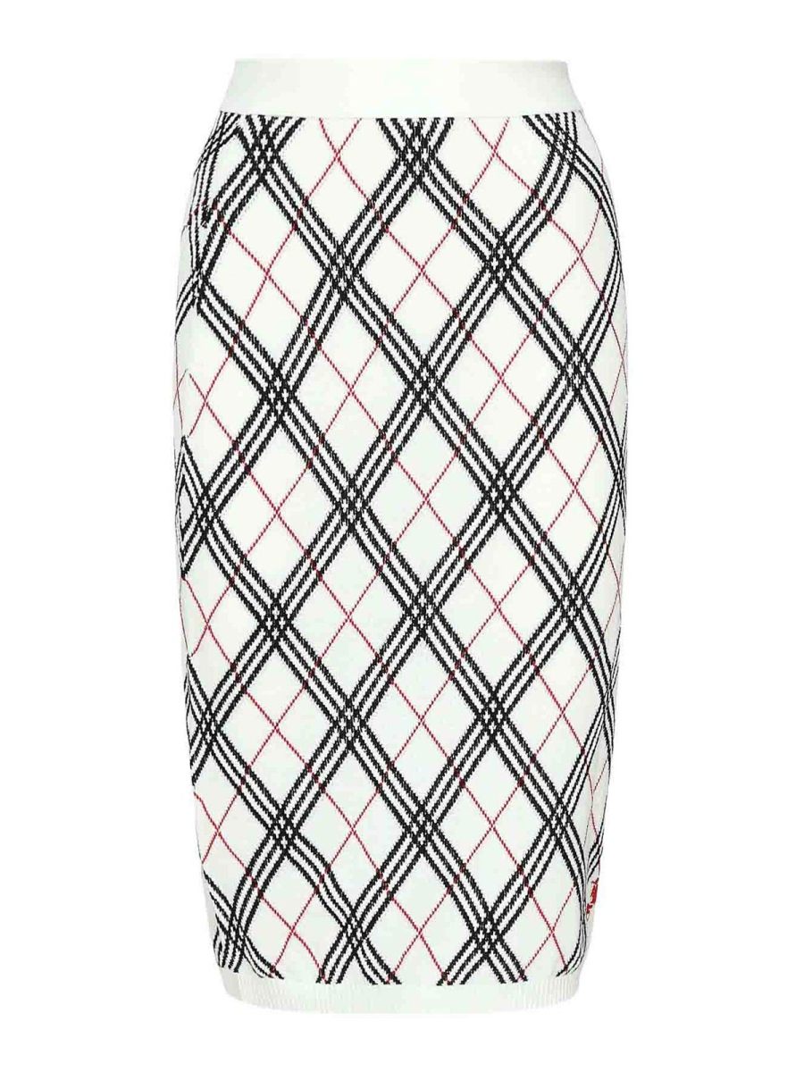 Burberry Jupe Midi - Blanc