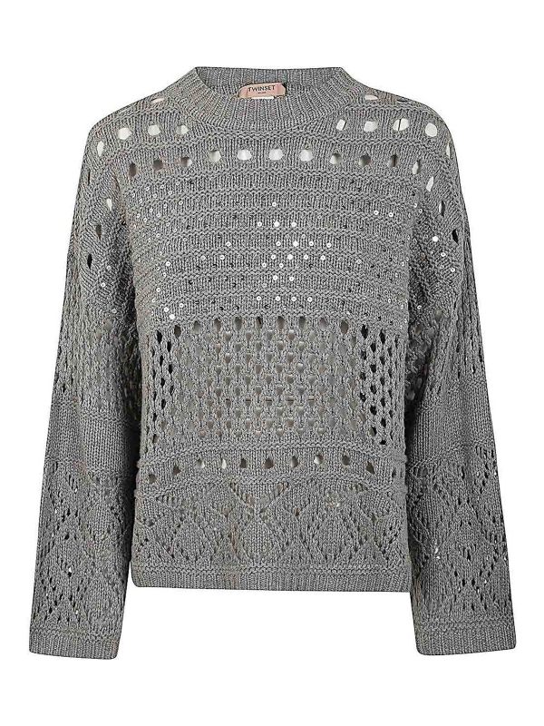 Twinset Pull Col Rond - Gris