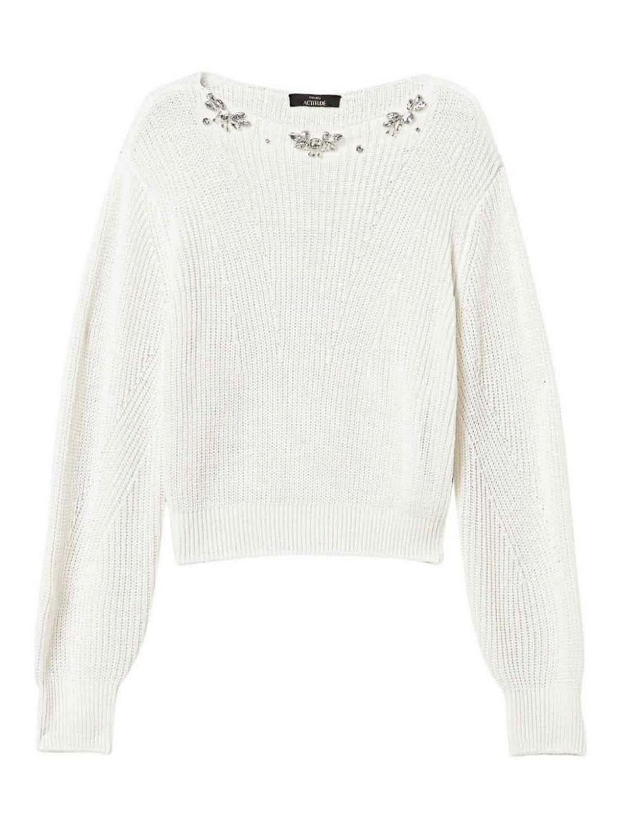 Twinset Pull Col Rond - Blanc