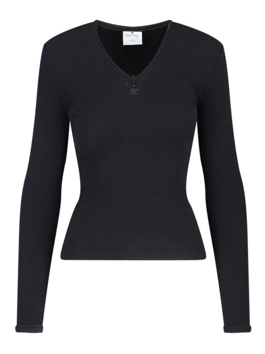 Courreges Pull Col Rond - Noir