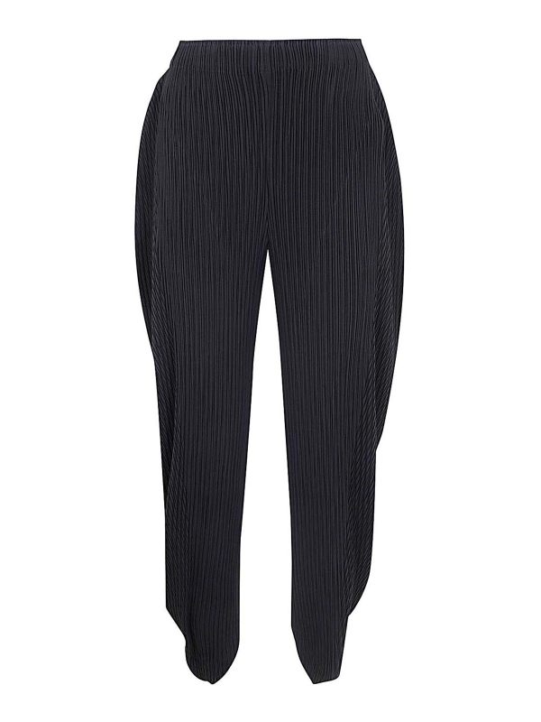 Pleats Please Issey Miyake Pantalons Décontractés - Noir