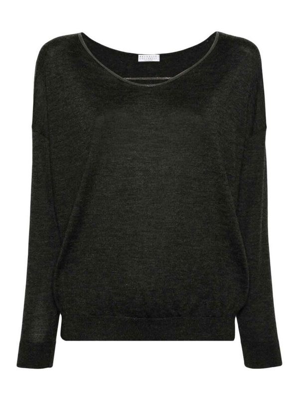 Brunello Cucinelli Pull À Col V - Gris
