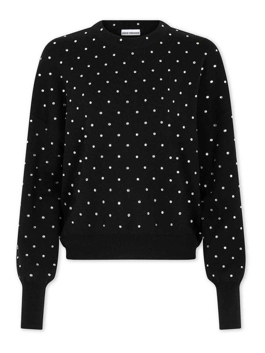 Paco Rabanne Pull Col Rond - Noir