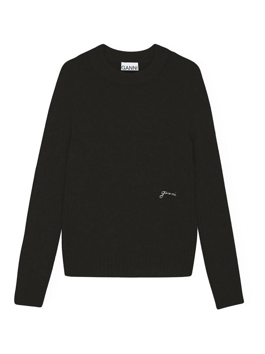 Ganni Pull Col Rond - Noir