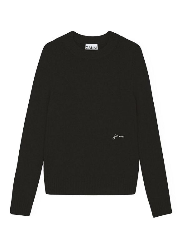 Ganni Pull Col Rond - Noir