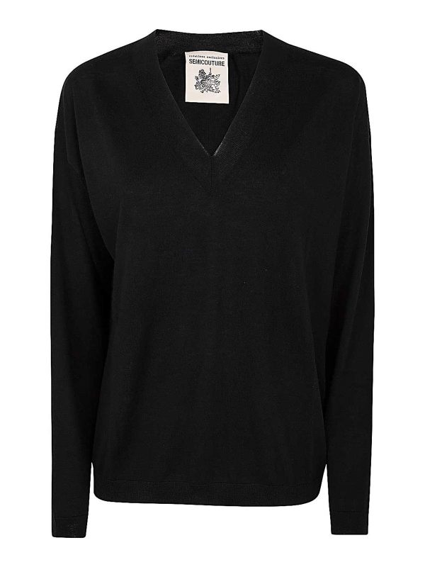 Semicouture Pull À Col V - Noir