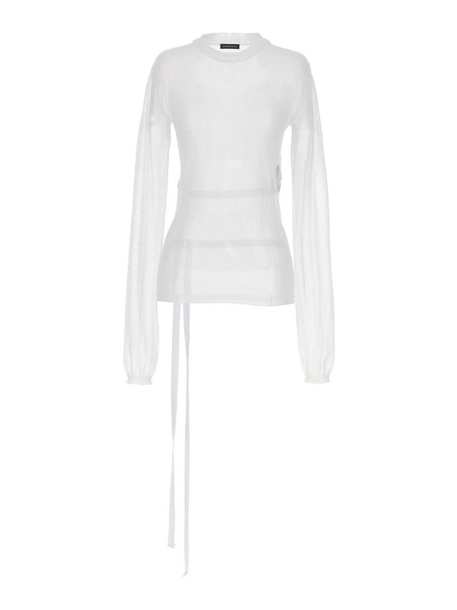 Ann Demeulemeester Pull Col Rond - Blanc