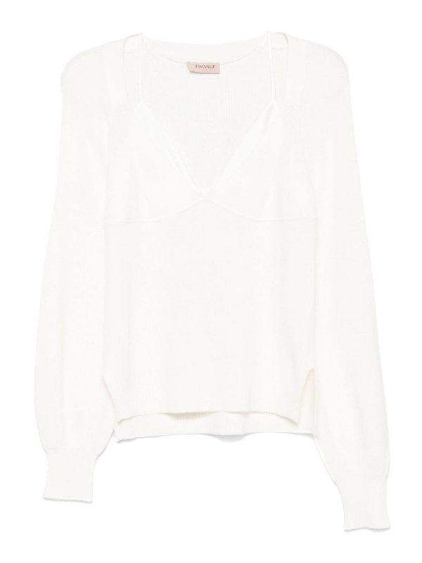 Twinset Pull Col Rond - Blanc