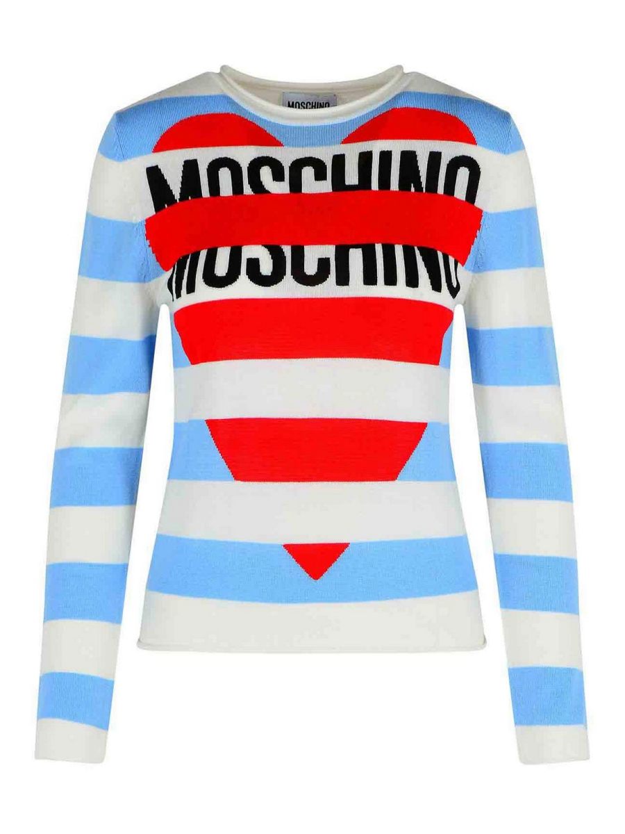 Moschino Jeans Pull Col Rond - Bleu Clair