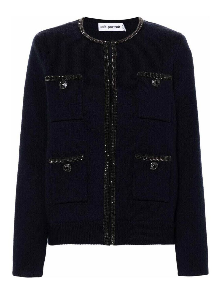 Self Portrait Cardigan - Bleu Foncé