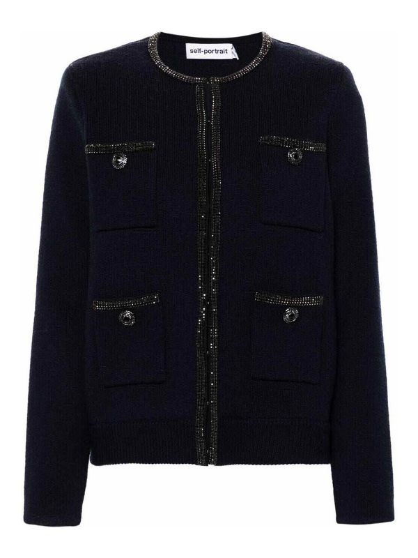 Self Portrait Cardigan - Bleu Foncé