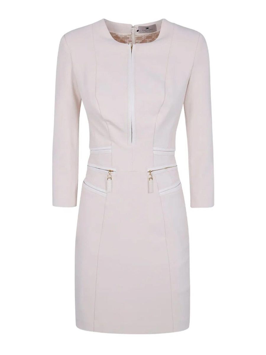 Elisabetta Franchi Robe Au Genou - Blanc