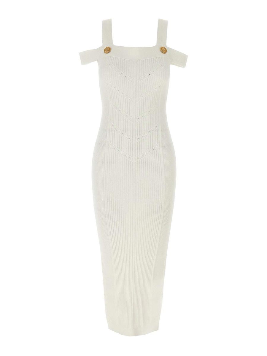 Balmain Robe Au Genou - Blanc
