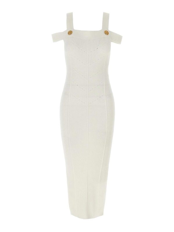 Balmain Robe Au Genou - Blanc