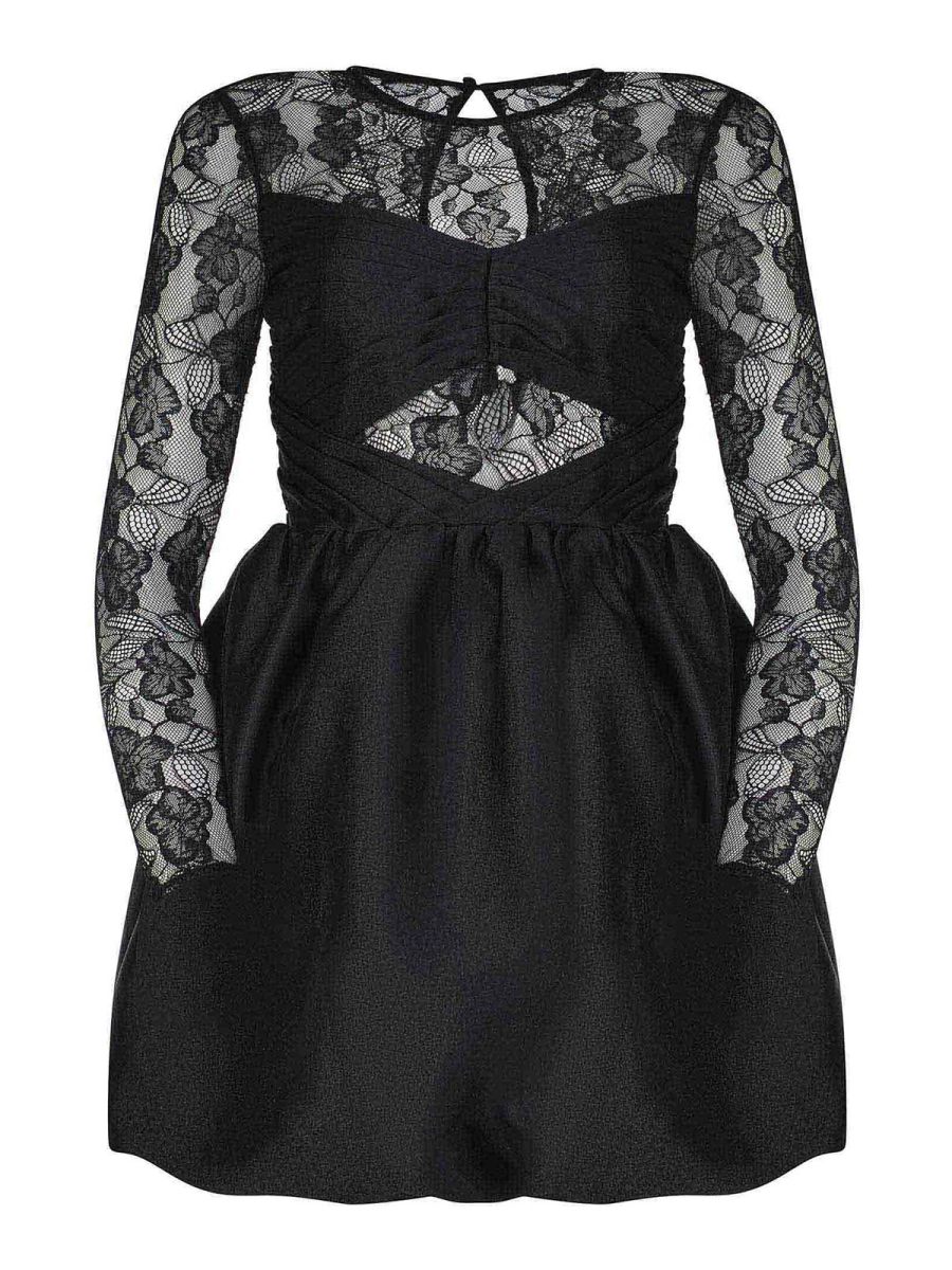 Self Portrait Robe Au Genou - Noir