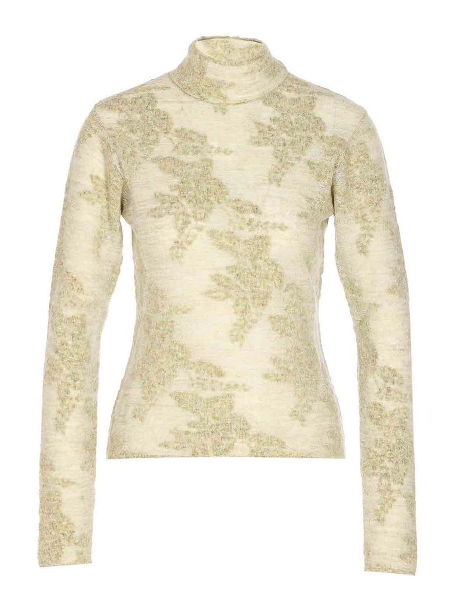 Ganni Pull Col Rond - Vert