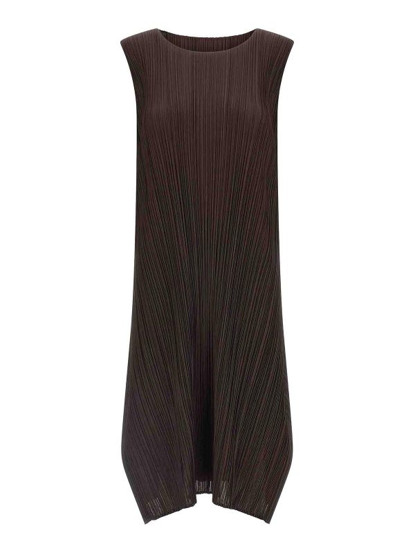 Pleats Please Issey Miyake Robe Au Genou - Marron