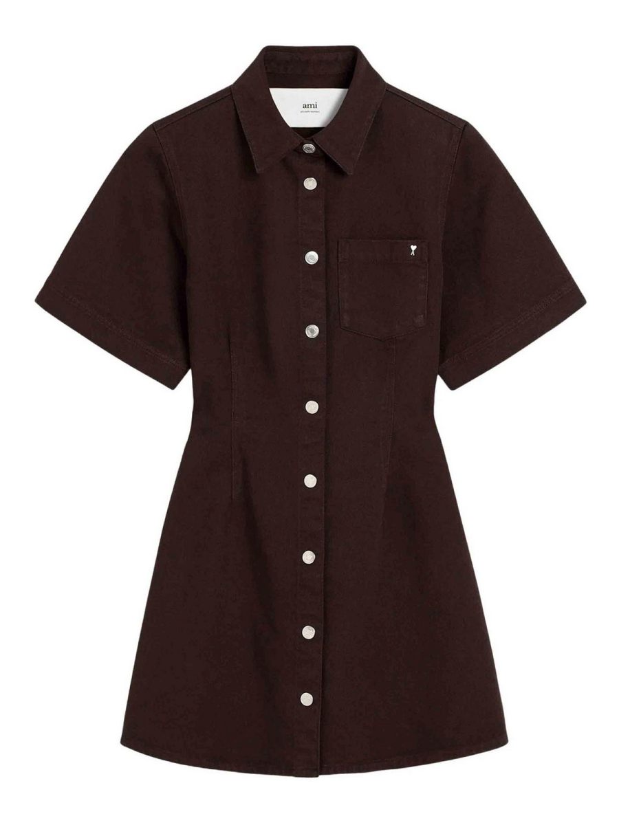 Ami Paris Robe Au Genou - Blanc