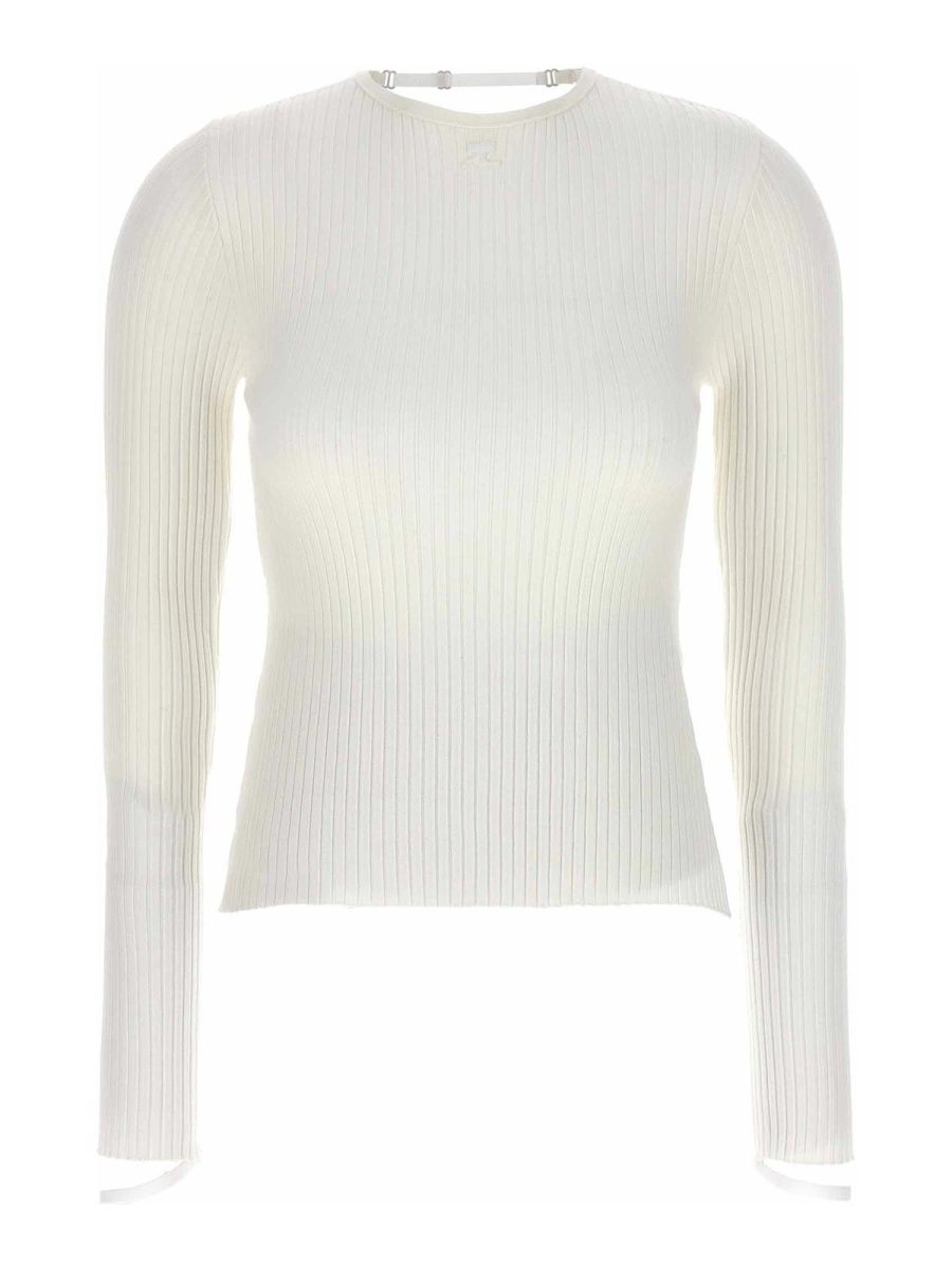Courreges Pull Col Rond - Blanc