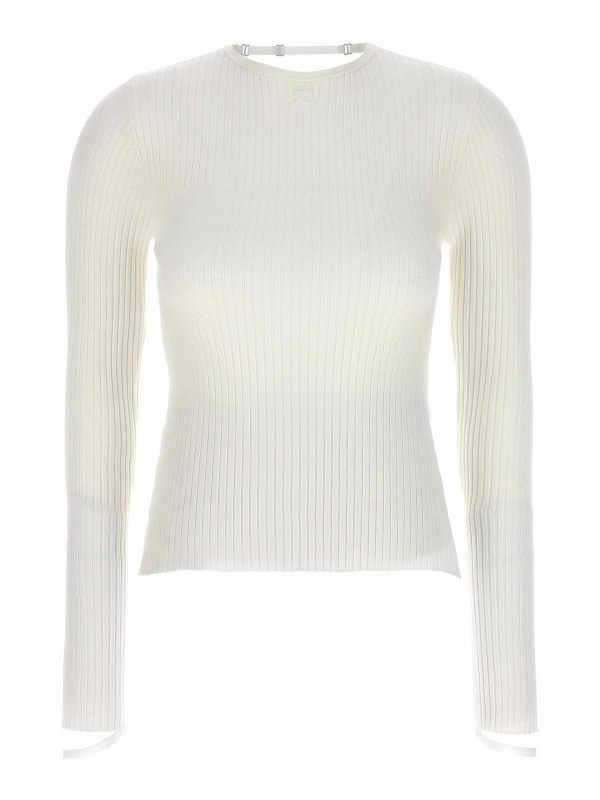 Courreges Pull Col Rond - Blanc