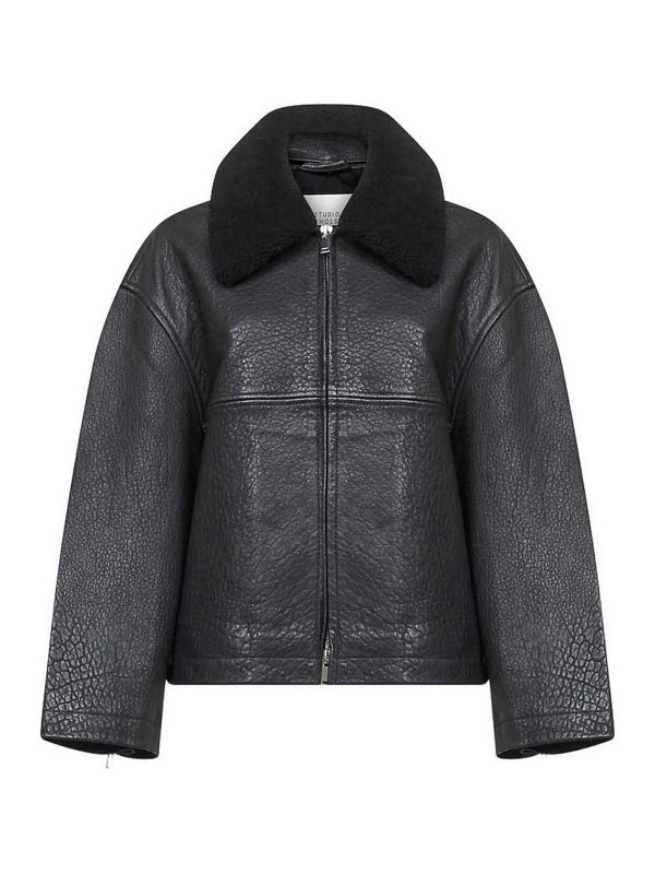 Studio Nicholson Blouson En Cuir - Noir