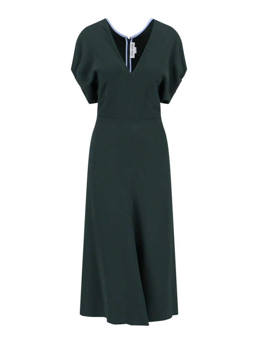 Victoria Beckham Robe Au Genou - Vert