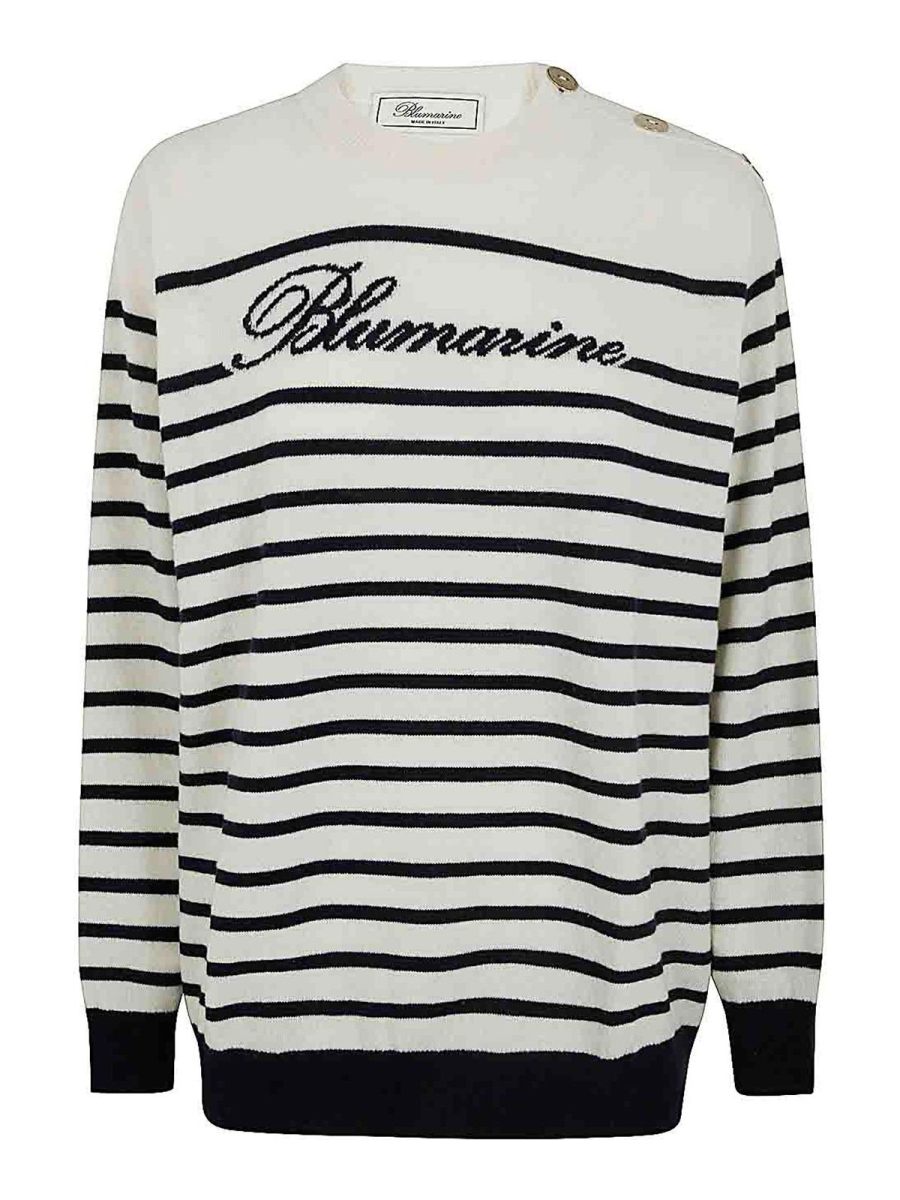 Blumarine Pull Col Rond - Blanc