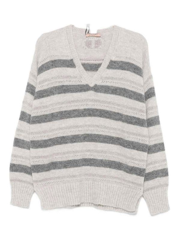 Twinset Pull Col Rond - Gris