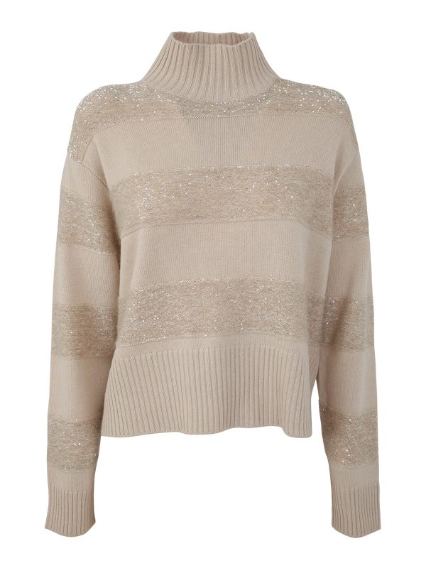 Brunello Cucinelli Pull Col Roulé - Marron