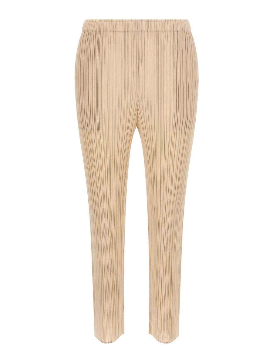 Pleats Please Issey Miyake Pantalons Décontractés - Beige