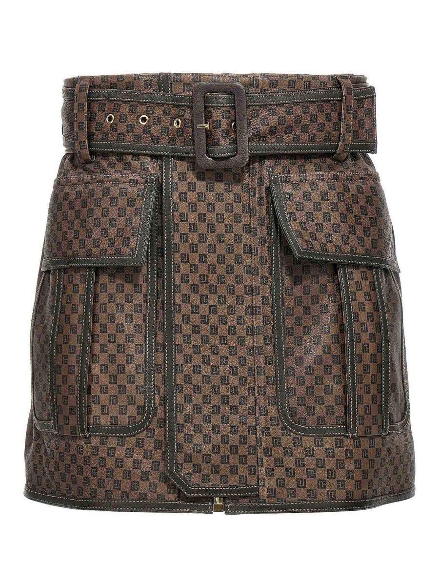 Balmain Mini Jupe - Marron