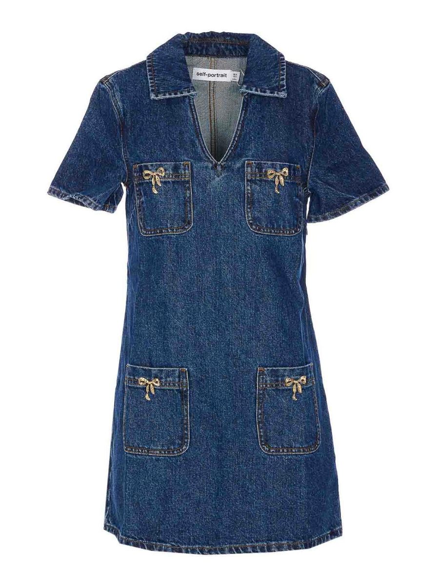 Self Portrait Robe Courte - Bleu