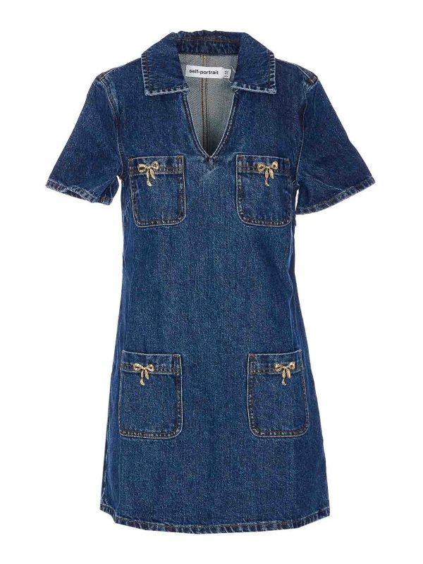 Self Portrait Robe Courte - Bleu
