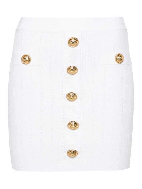 Balmain Jupe Midi - Blanc