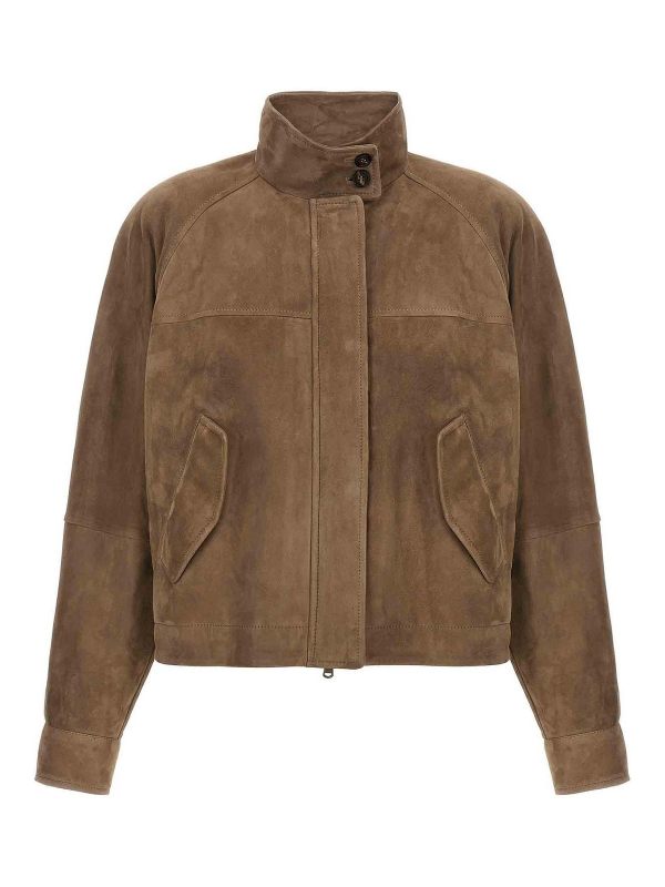 Brunello Cucinelli Blouson En Cuir - Marron