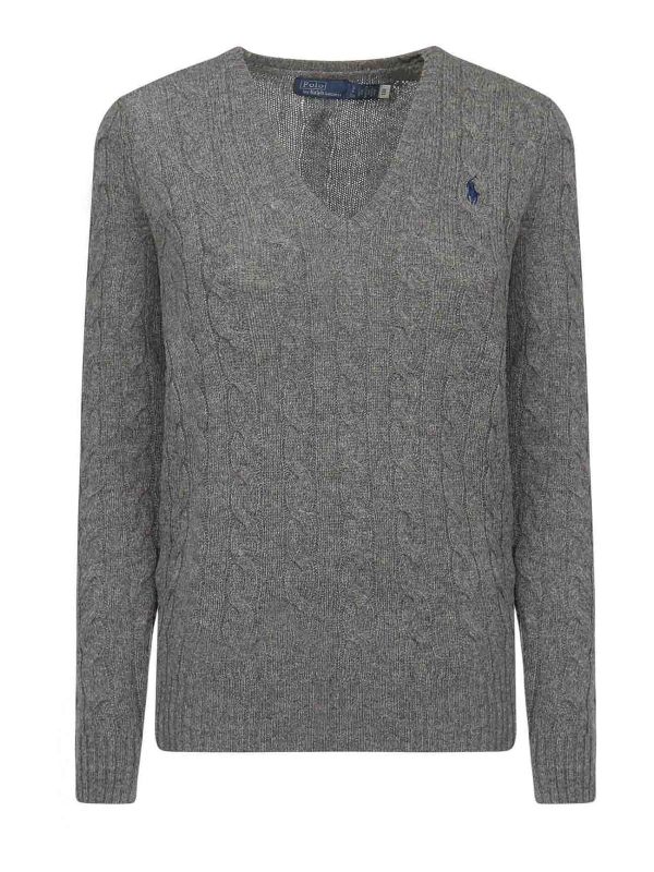 Polo Ralph Lauren Pull À Col V - Gris