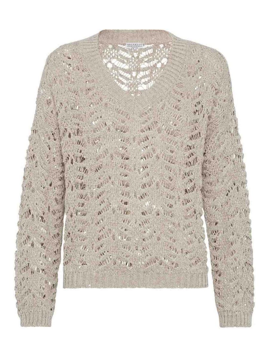 Brunello Cucinelli Pull À Col V - Beige