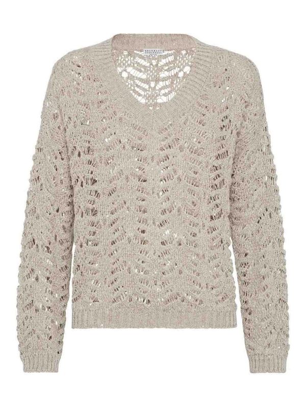 Brunello Cucinelli Pull À Col V - Beige