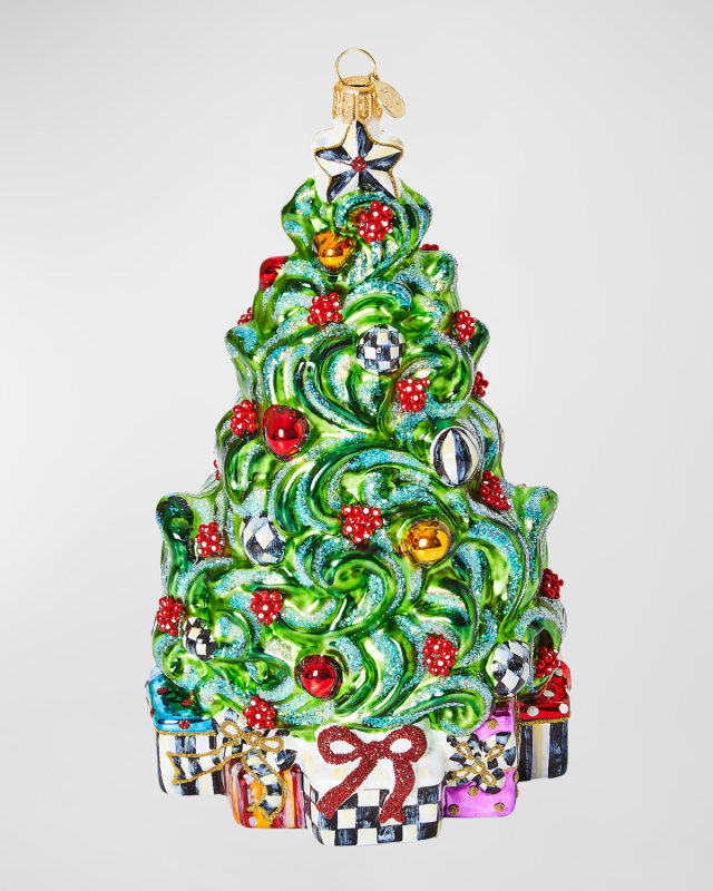 Classic Courtly Christmas Tree Glass Ornament